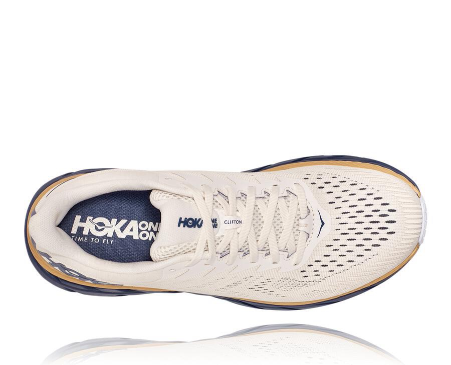 Hoka One One Running Shoes Mens White/Blue - Clifton 7 - 85190WKUI